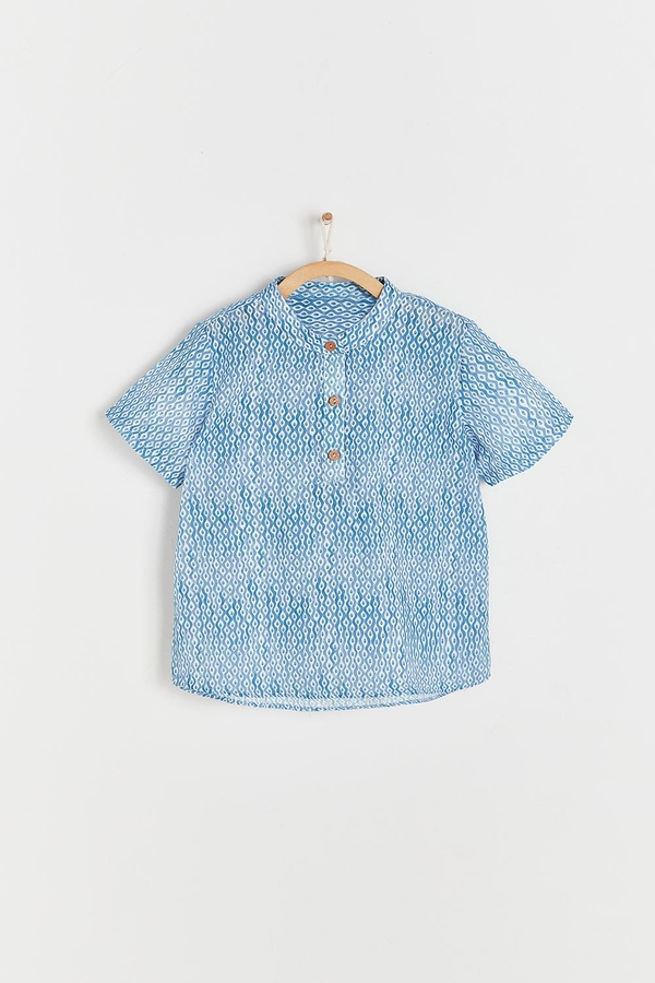 Afrika Mandarin Collar Short Sleeve Shirt